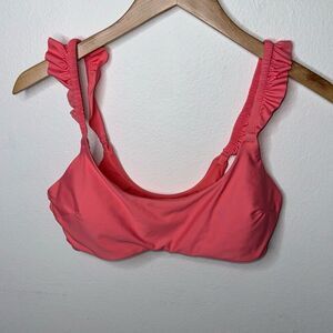 Aerie American Eagle Scoop Bikini Top Coral Size Large